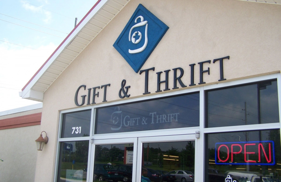 A thrift shop storefront