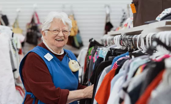 Volunteer working at the MCC Thrift Shop in Mission, BC.